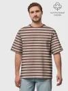 Мужская футболка оверсайз хлопок / Полоска Retro_brown