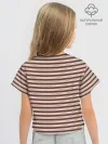 Футболка для девочки укороченная оверсайз хлопок / Полоска Retro_brown