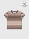 Футболка для девочки укороченная оверсайз хлопок / Полоска Retro_brown