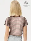 Футболка для девочки укороченная базовая хлопок / Полоска Retro_brown