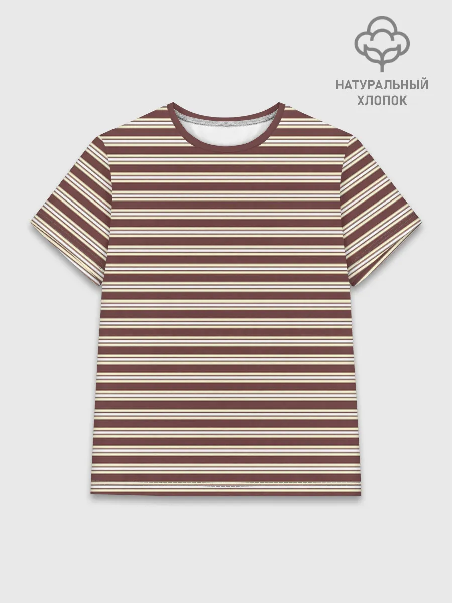 Женская базовая футболка хлопок / Полоска Retro_brown