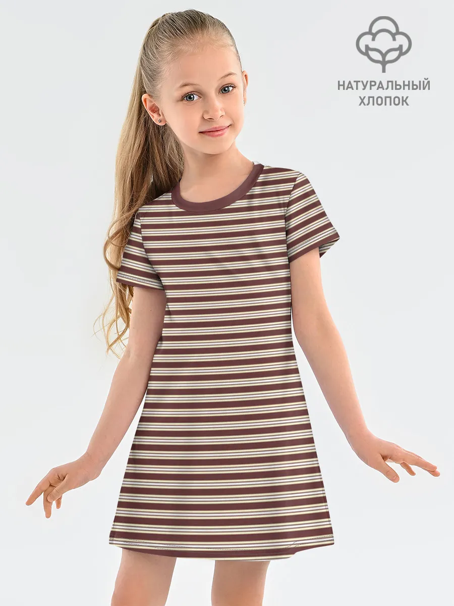 Детское платье хлопок / Полоска Retro_brown