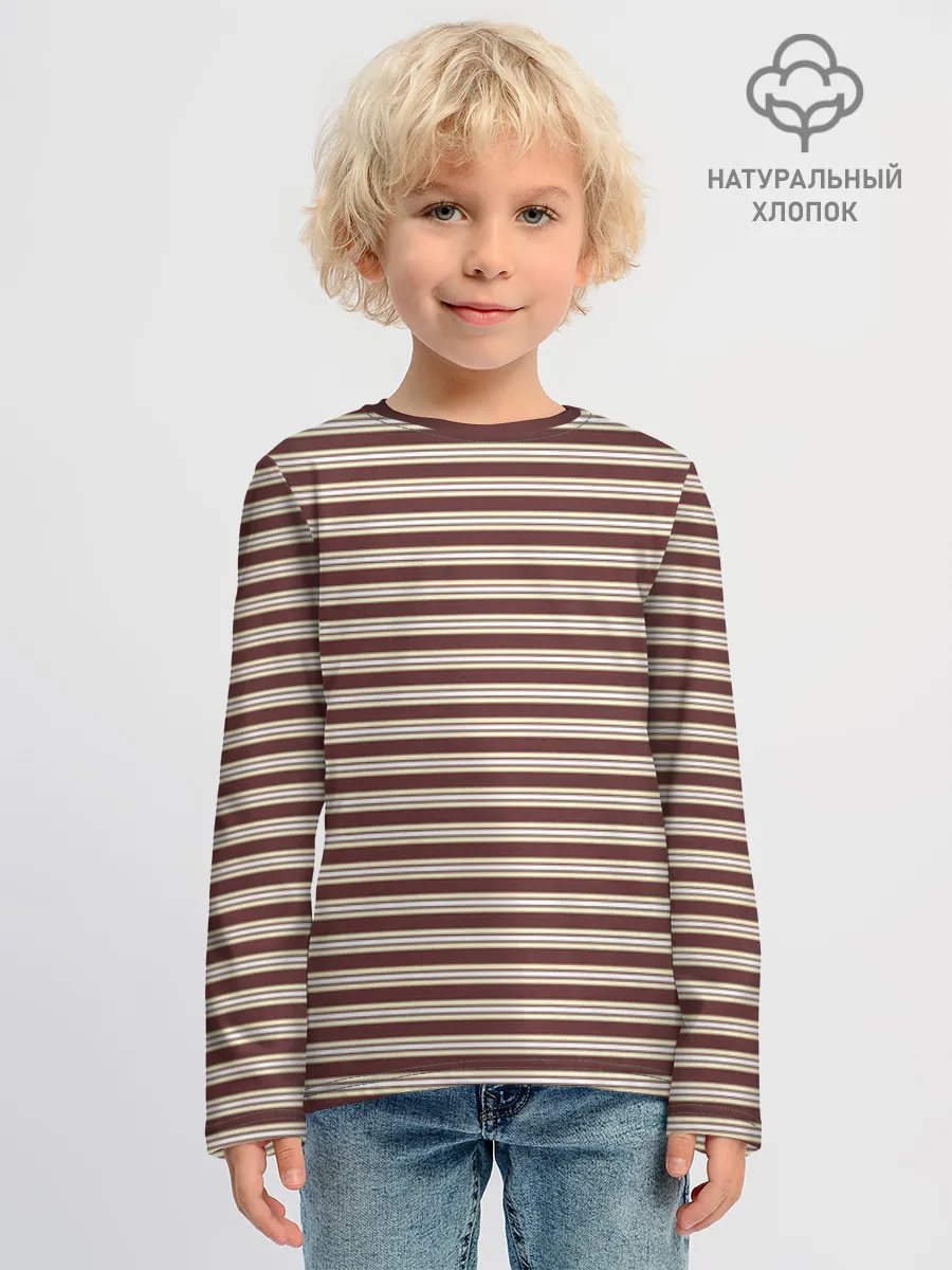 Детский лонгслив хлопок / Полоска Retro_brown