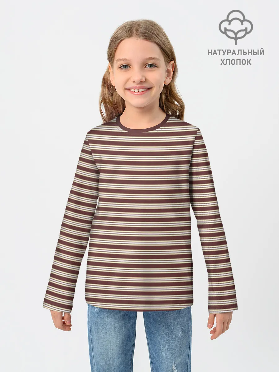 Детский лонгслив хлопок / Полоска Retro_brown