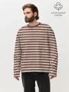 Мужской лонгслив оверсайз хлопок / Полоска Retro_brown