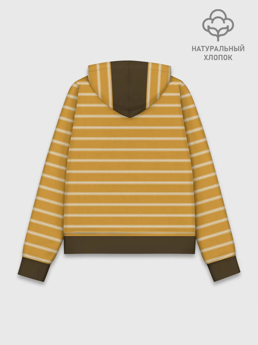 Худи женский база хлопок / Полоска Ретро жёлтая