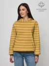 Худи женский база хлопок / Полоска Ретро жёлтая