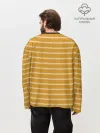 Мужской лонгслив оверсайз хлопок / Полоска Ретро жёлтая