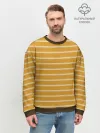 Мужской свитшот база хлопок / Полоска Ретро жёлтая