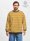 Мужской свитшот оверсайз хлопок / Полоска Ретро жёлтая