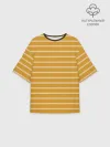 Женская футболка оверсайз хлопок / Полоска Ретро жёлтая