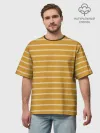 Мужская футболка оверсайз хлопок / Полоска Ретро жёлтая