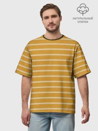 Футболка Мужская оверсайз премиум / Полоска Ретро жёлтая