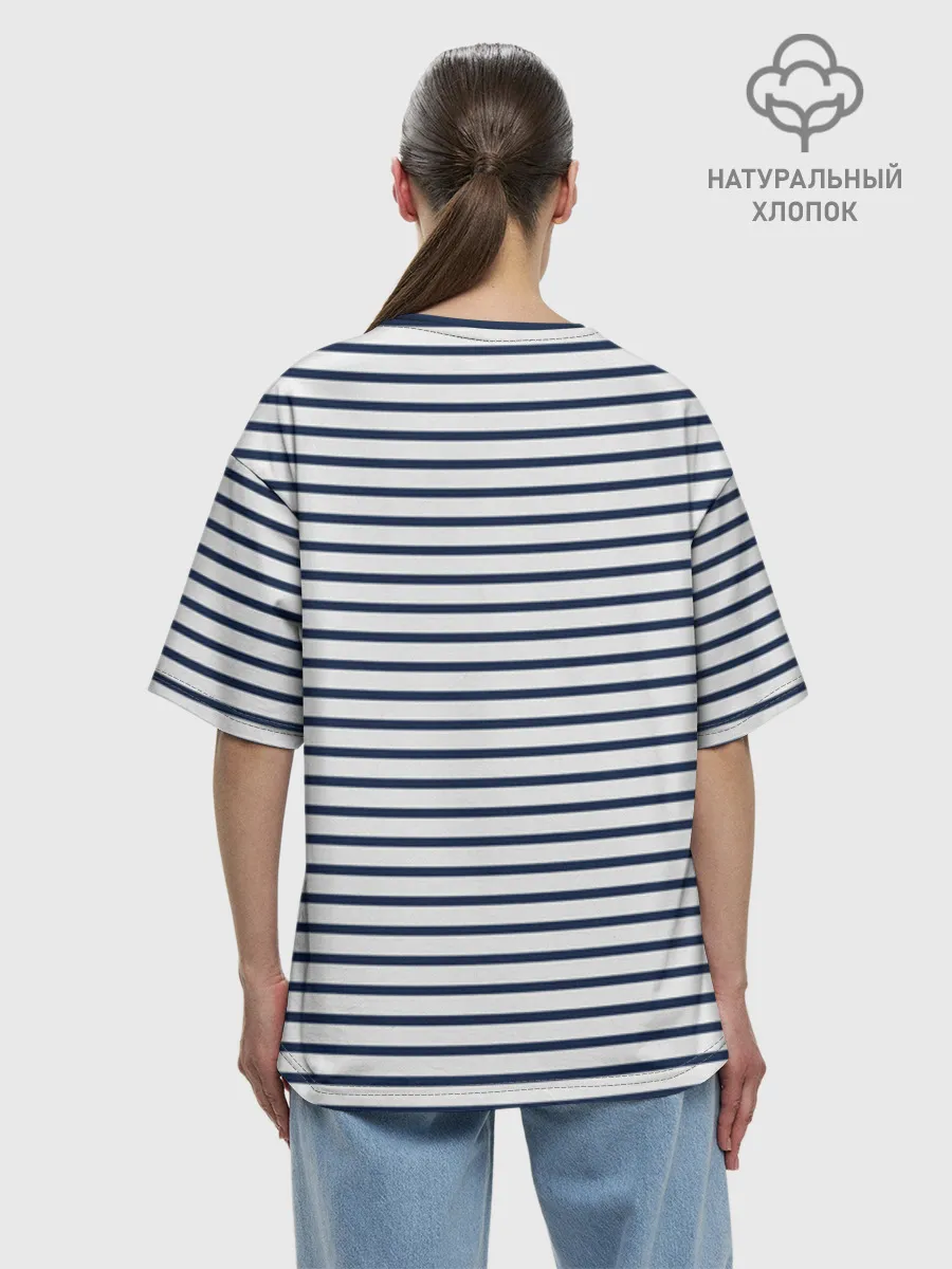 Женская футболка оверсайз хлопок / Тельняшка