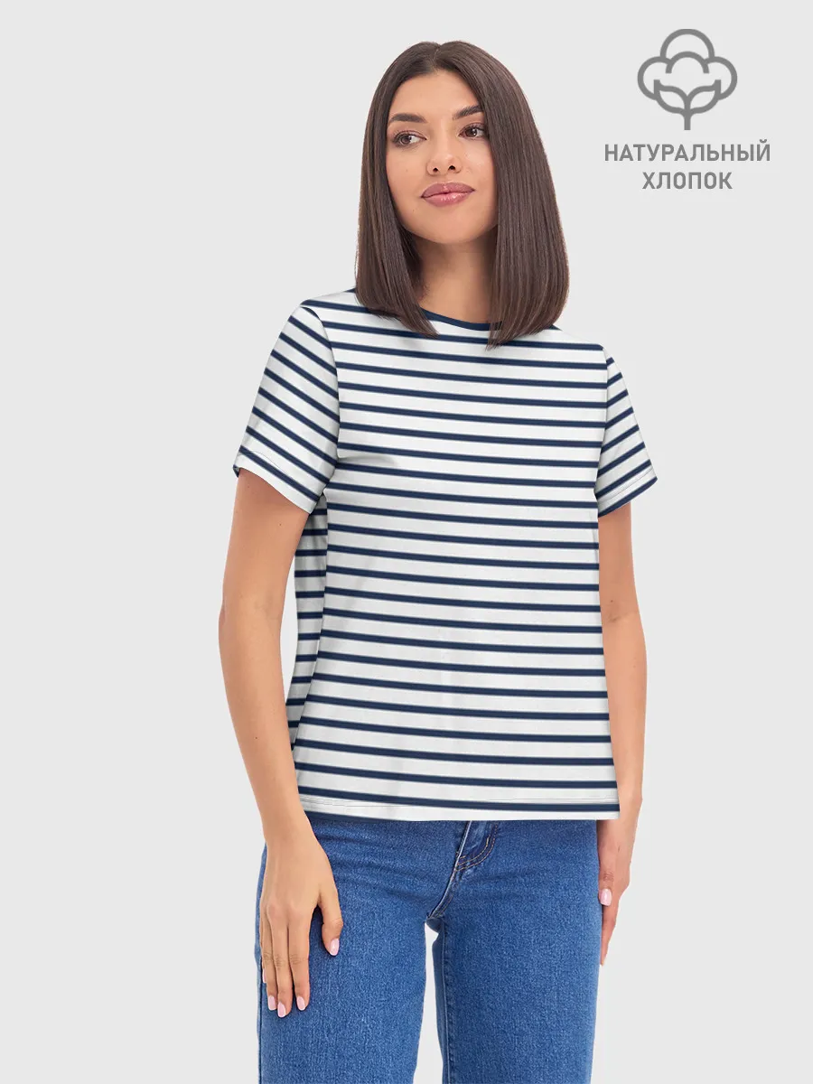 Женская базовая футболка хлопок / Тельняшка