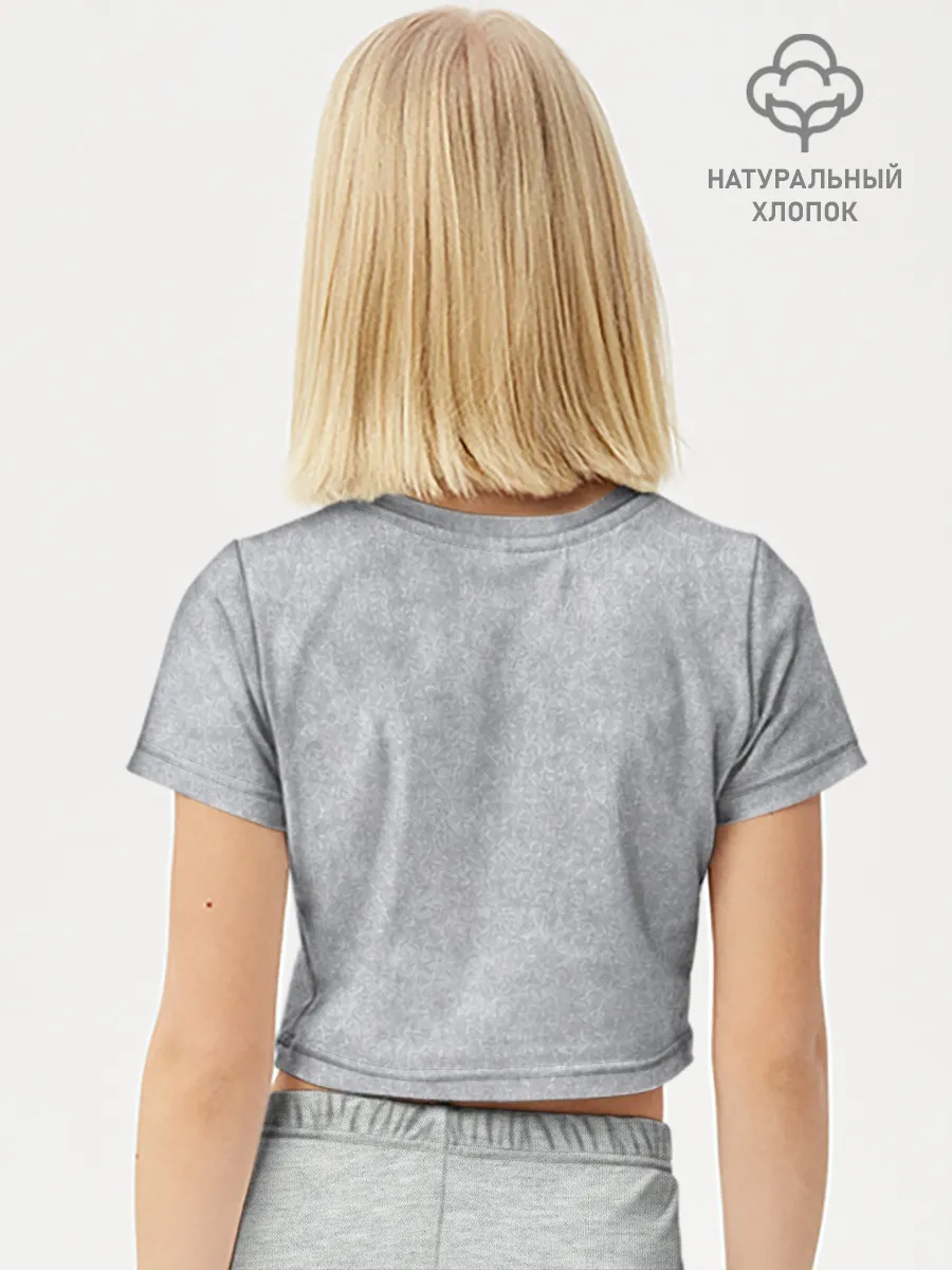 Футболка для девочки укороченная базовая хлопок / Берегите меня