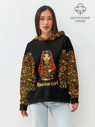Худи женский оверсайз хлопок / Russian girl