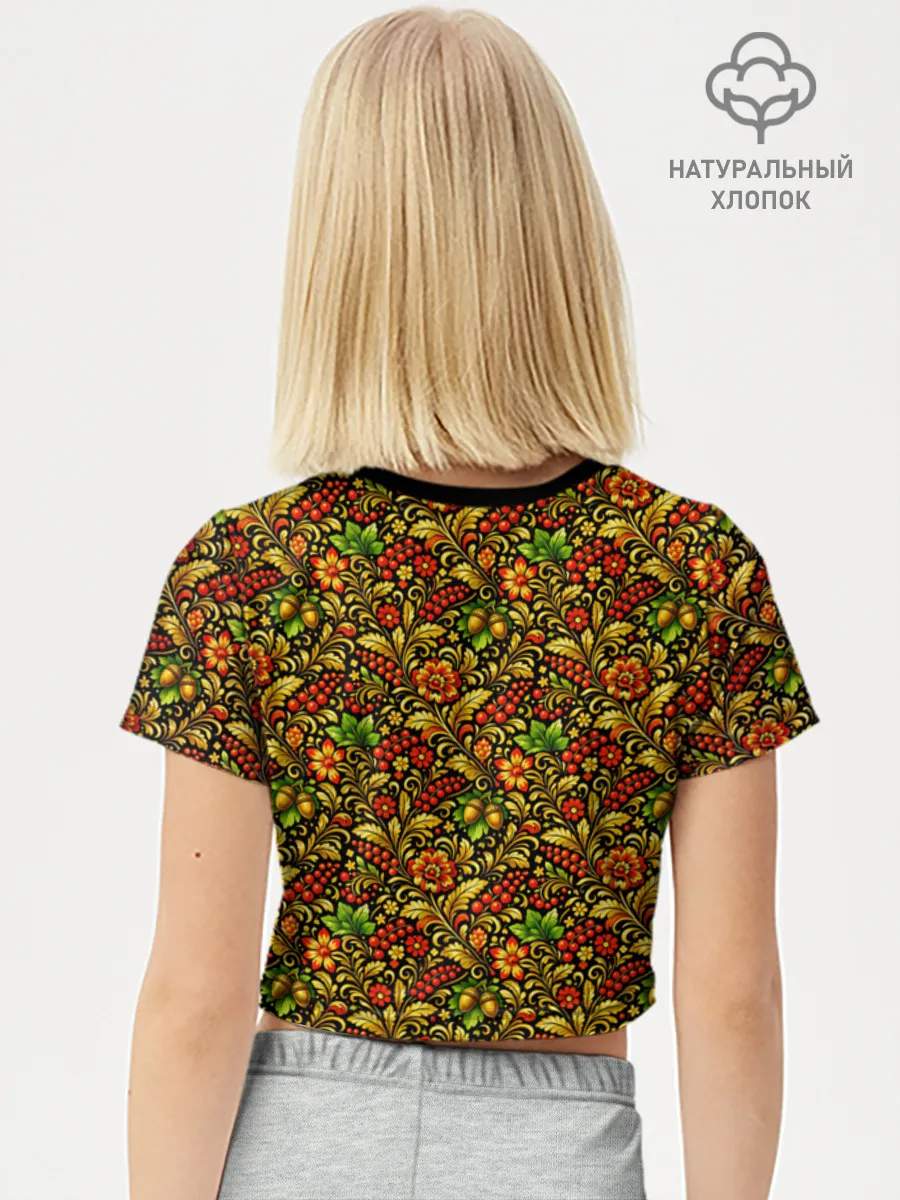 Футболка для девочки укороченная базовая хлопок / Russian girl