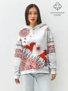 Худи женский оверсайз хлопок / Мезенская роспись Horse