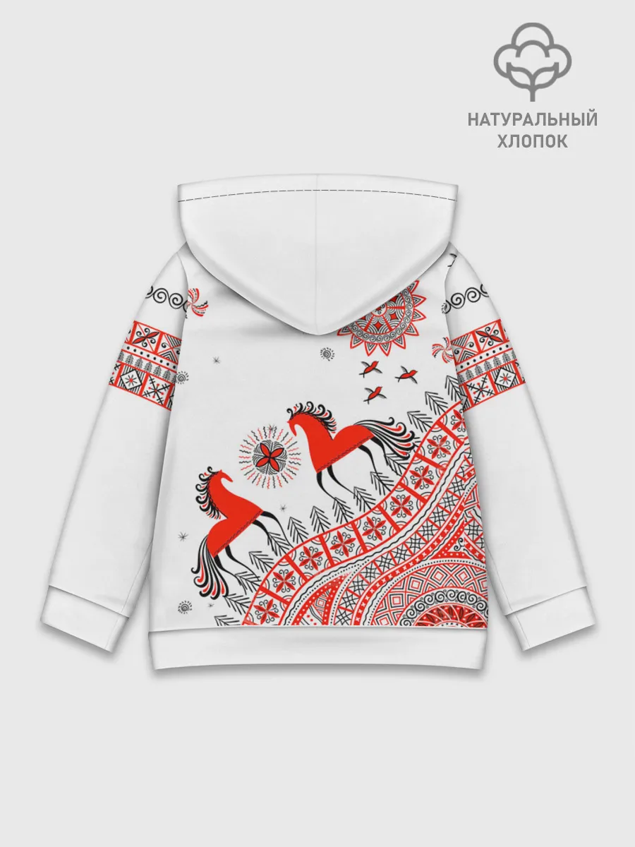 Детское худи хлопок / Мезенская роспись Horse Kids