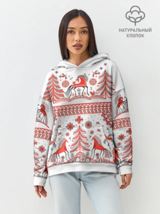 Худи женский оверсайз хлопок / MezenHorse woman