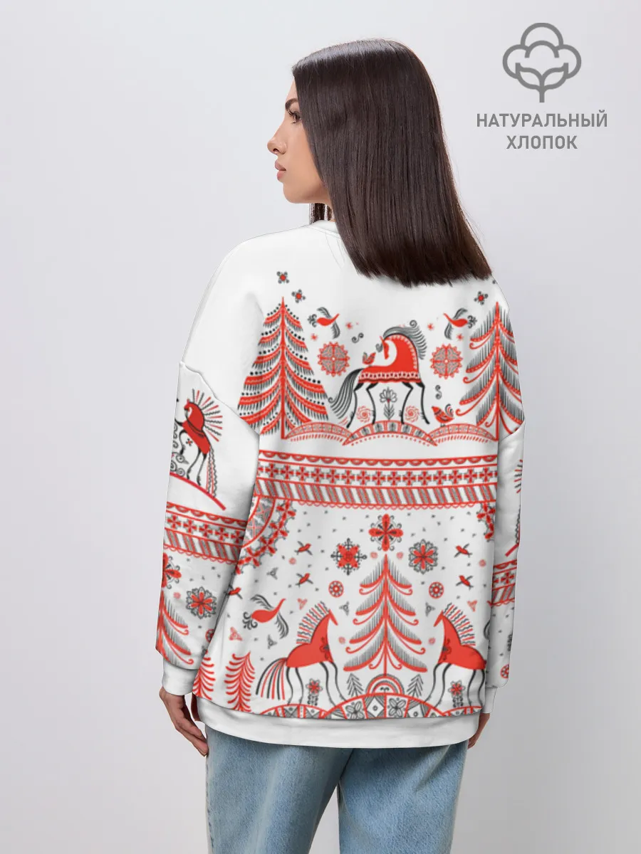 Женский свитшот оверсайз хлопок / MezenHorse woman