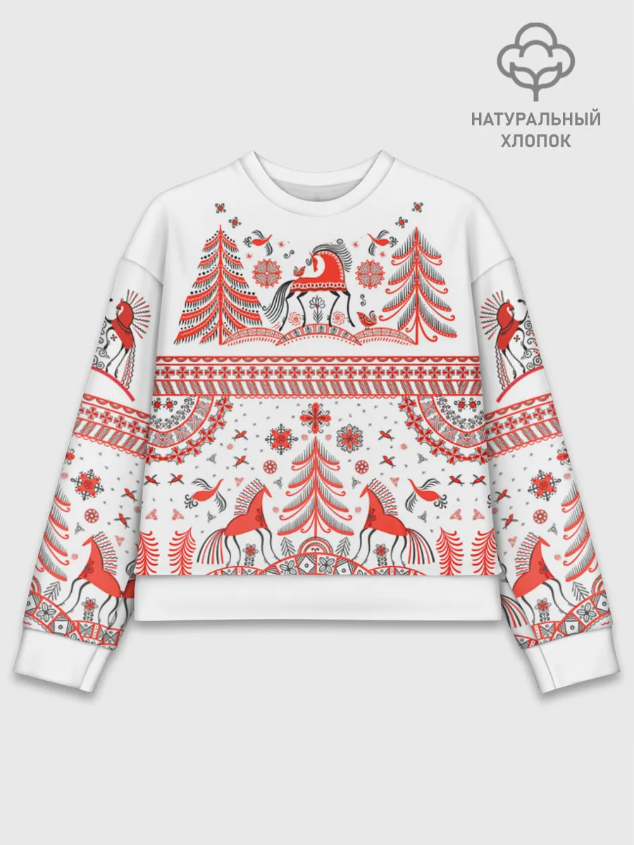 Женский свитшот базовый хлопок / MezenHorse woman