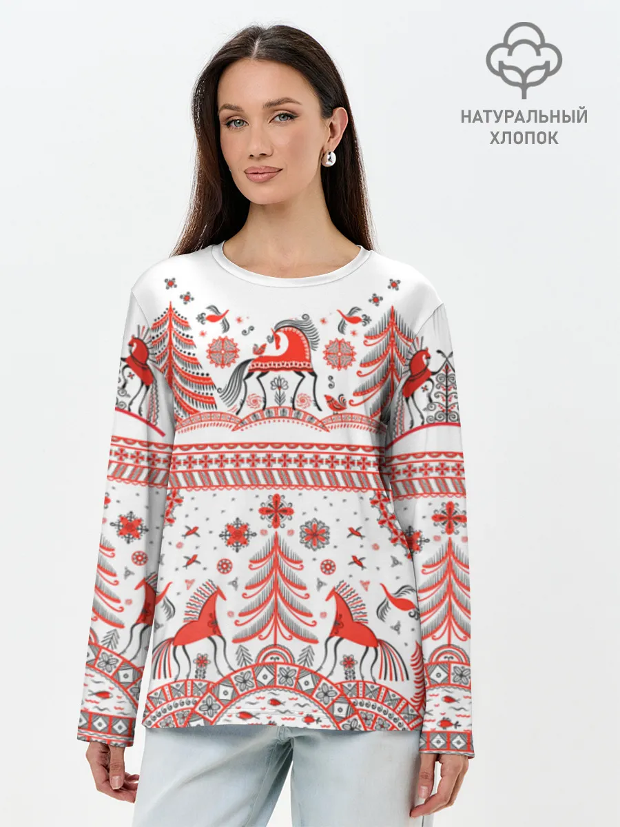 Лонгслив женский. Хлопок / MezenHorse woman