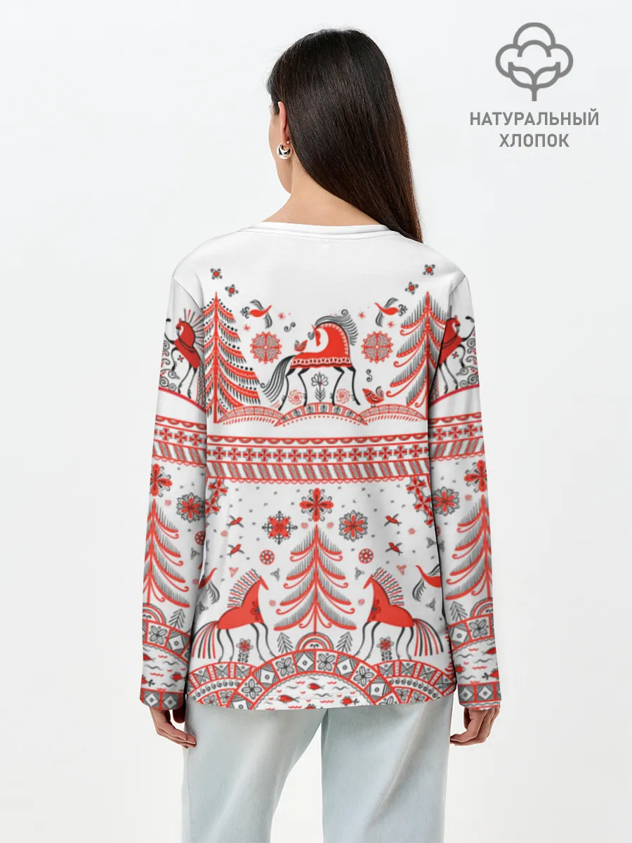 Лонгслив женский. Хлопок / MezenHorse woman