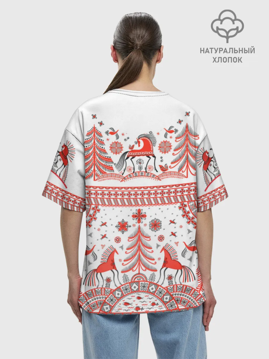 Женская футболка оверсайз хлопок / MezenHorse woman
