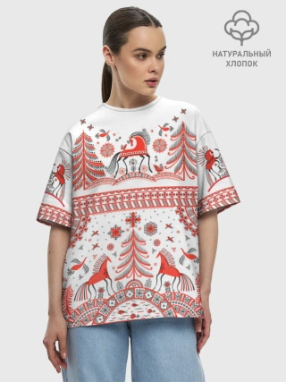 Женская футболка оверсайз хлопок / MezenHorse woman