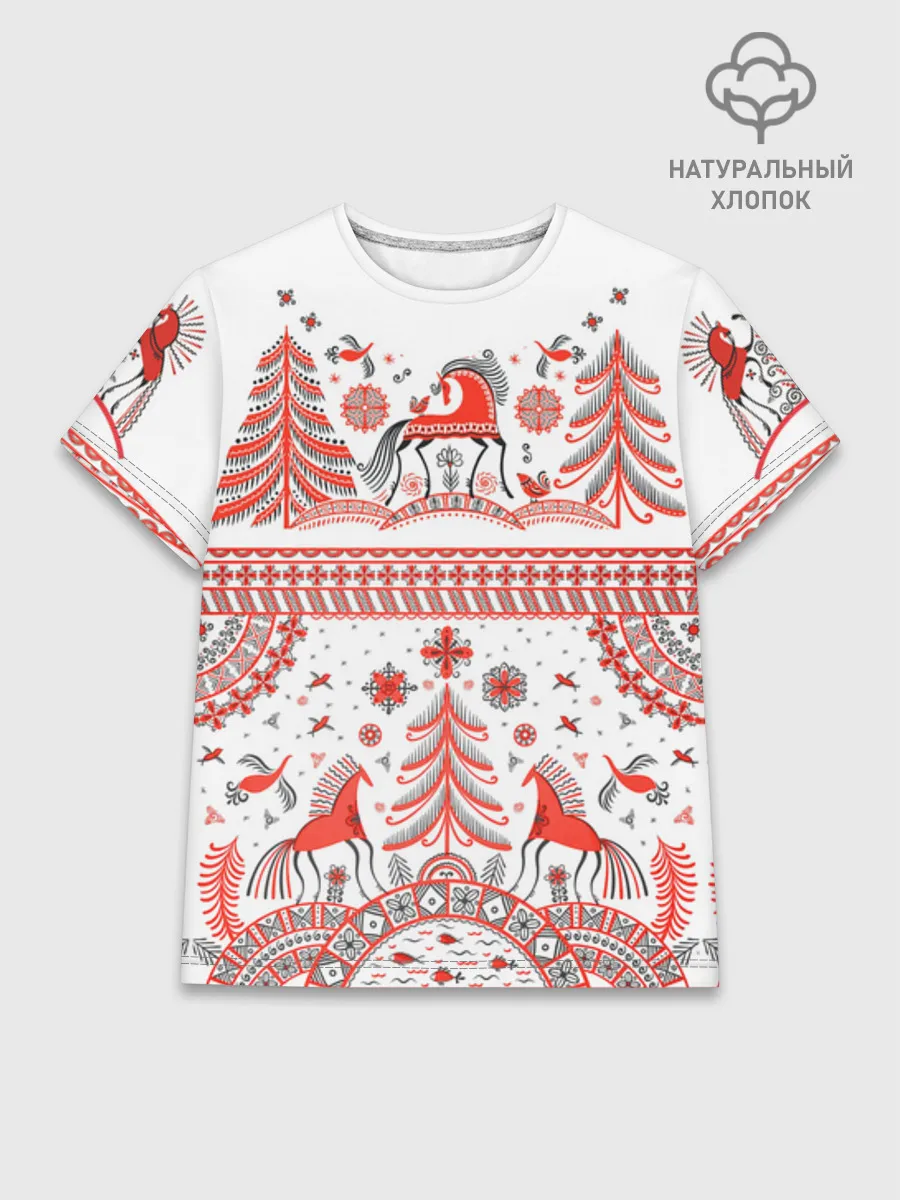 Женская базовая футболка хлопок / MezenHorse woman