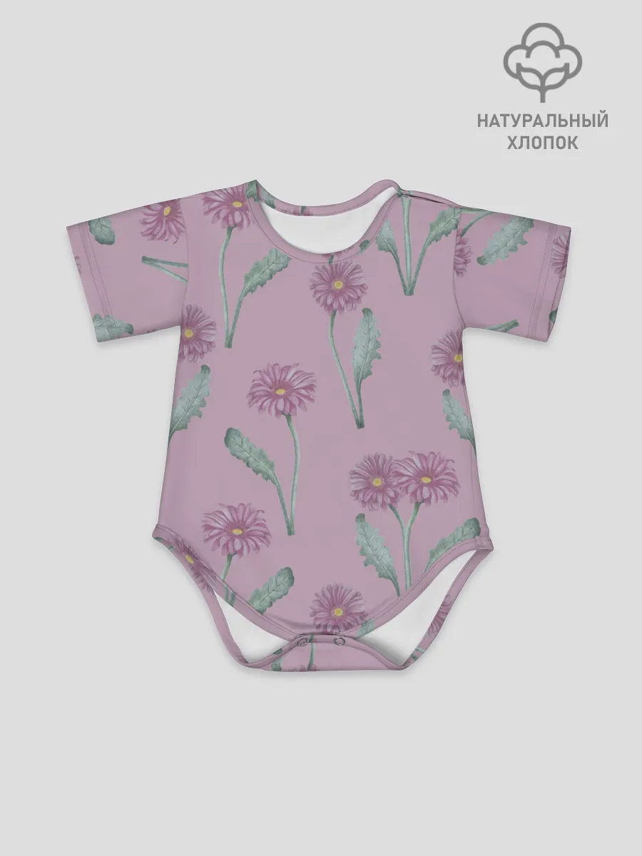 Детское боди / Розовые герберы на розовом фоне