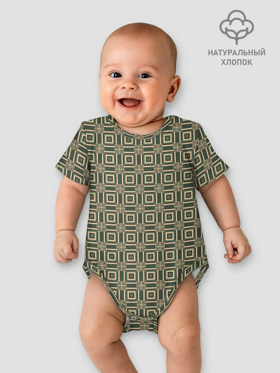 Детское боди / Абстракция из зеленых квадратов