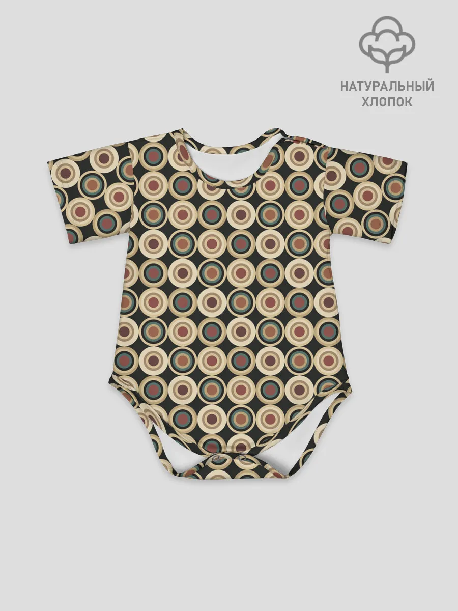 Детское боди / Абстракция из бежевых и зеленых кругов