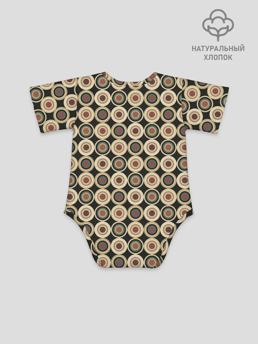 Детское боди / Абстракция из бежевых и зеленых кругов