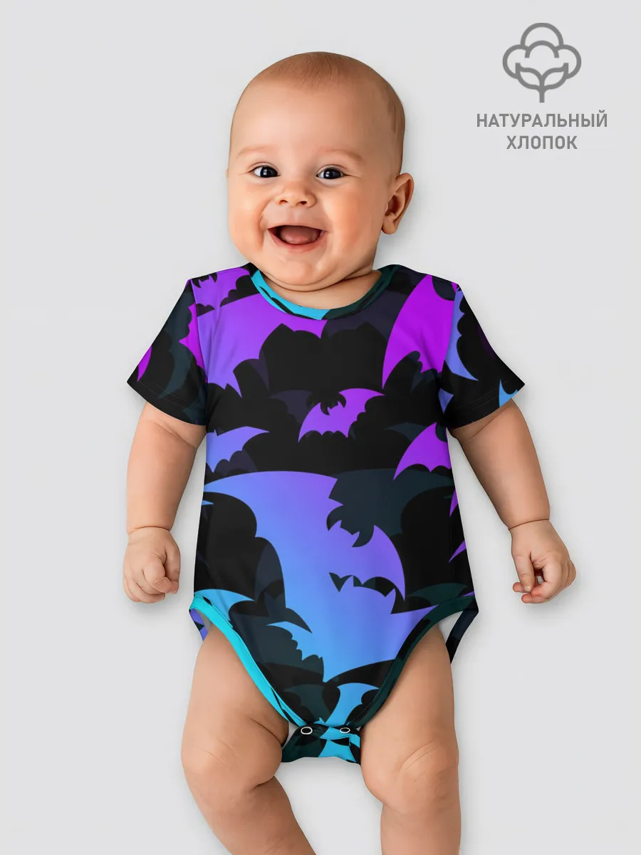 Детское боди / ЛЕТУЧИЕ МЫШИ ХЕЛЛОУИН НЕОН / HALLOWEEN NEON