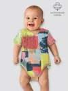 Детское боди / Желто-зеленый тай-дай