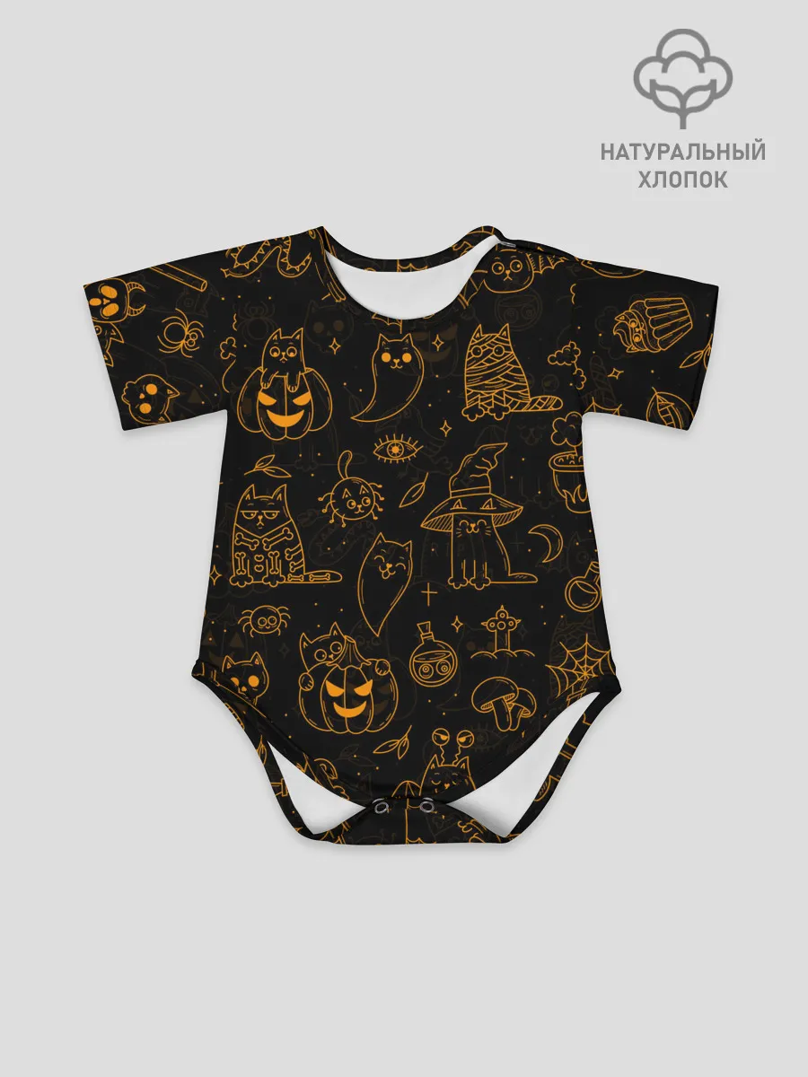 Детское боди / ХЕЛЛОУИН ПАТТЕРН КОТИКИ / HALLOWEEN KITTY