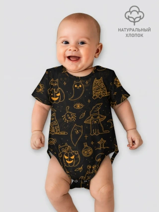 Детское боди / ХЕЛЛОУИН ПАТТЕРН КОТИКИ / HALLOWEEN KITTY