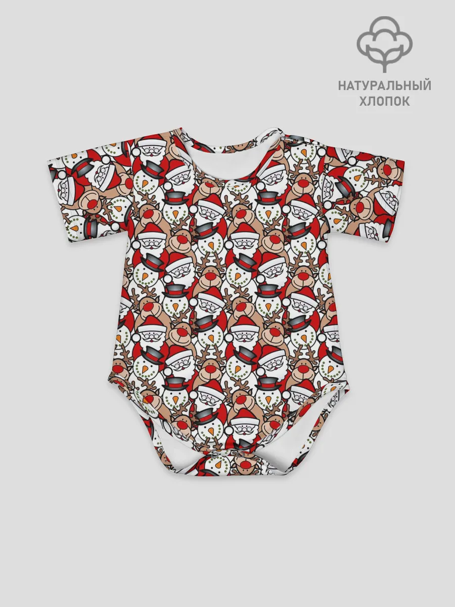 Детское боди / Дед Мороз, Снеговик, Олень