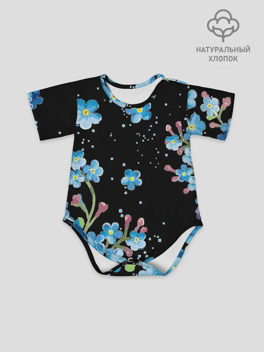 Детское боди / Букет голубых цветов