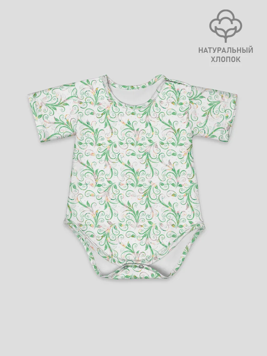 Детское боди / Весенние узоры из листьев