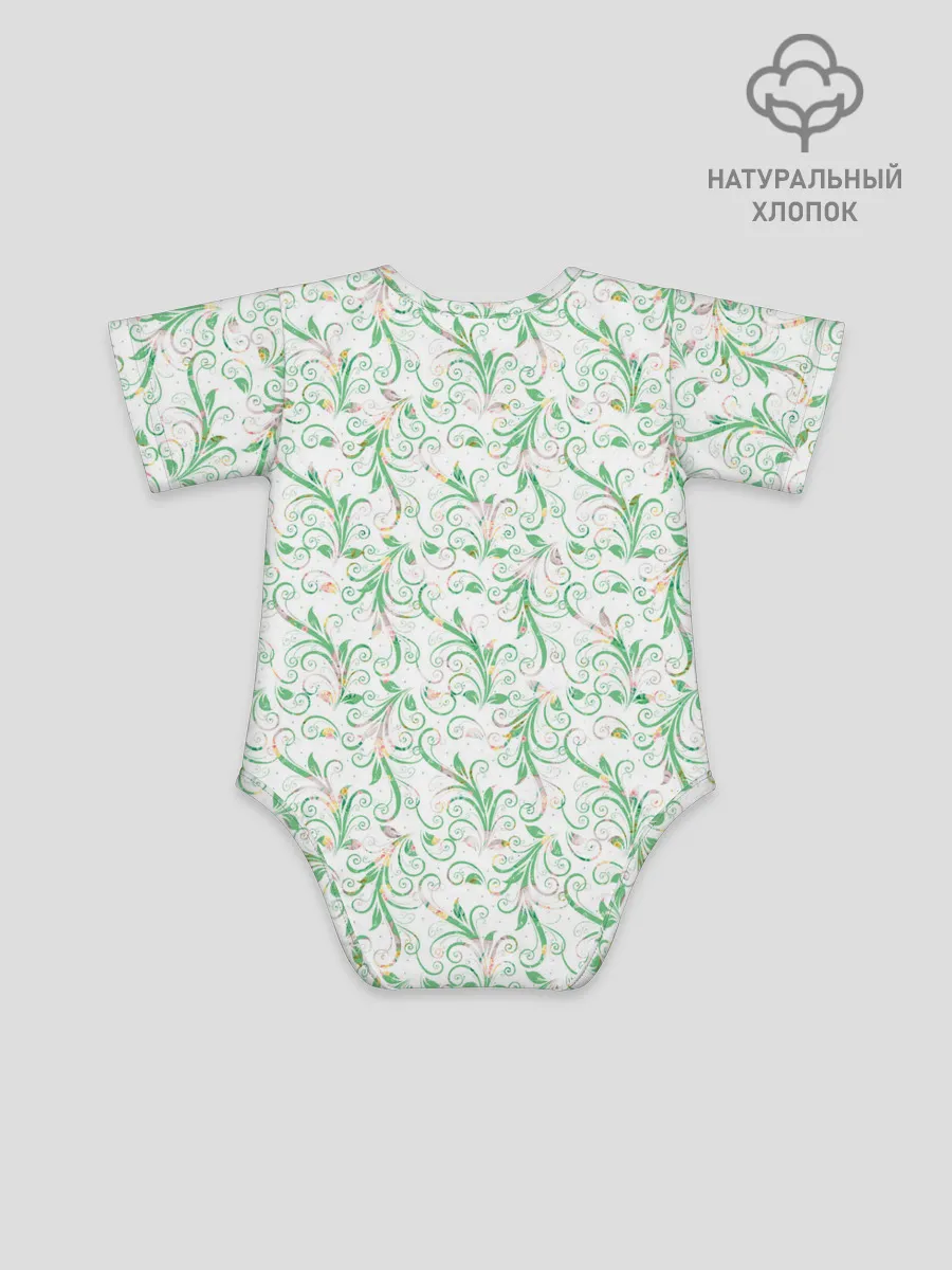 Детское боди / Весенние узоры из листьев