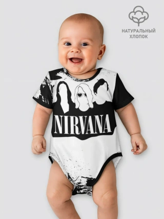 Детское боди / Нирвана Рок Группа Гранж ЧБ | Nirvana
