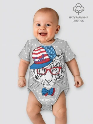 Детское боди / Крутой белый тигр