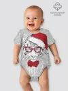 Детское боди / Белый тигр в шапке Санты