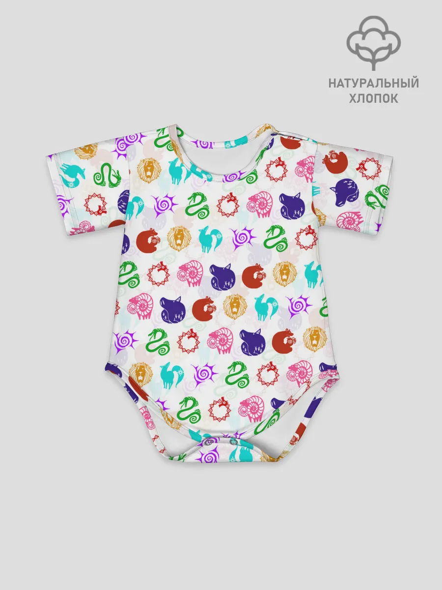 Детское боди / 7 СМЕРТНЫХ ГРЕХОВ ЦВЕТНОЙ ПАТТЕРН СИМВОЛЫ