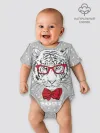 Детское боди / Белый тигр с красным бантом
