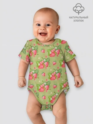 Детское боди / Клубничка паттерн